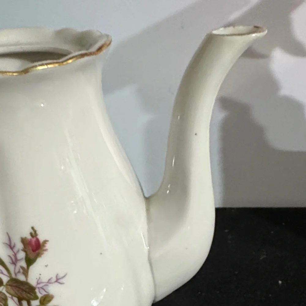 Royal Sealy Teapot China Moss Rose Japan Vtg